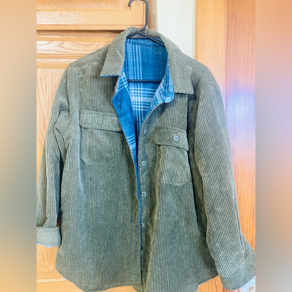 Corduroy and flannel shacket